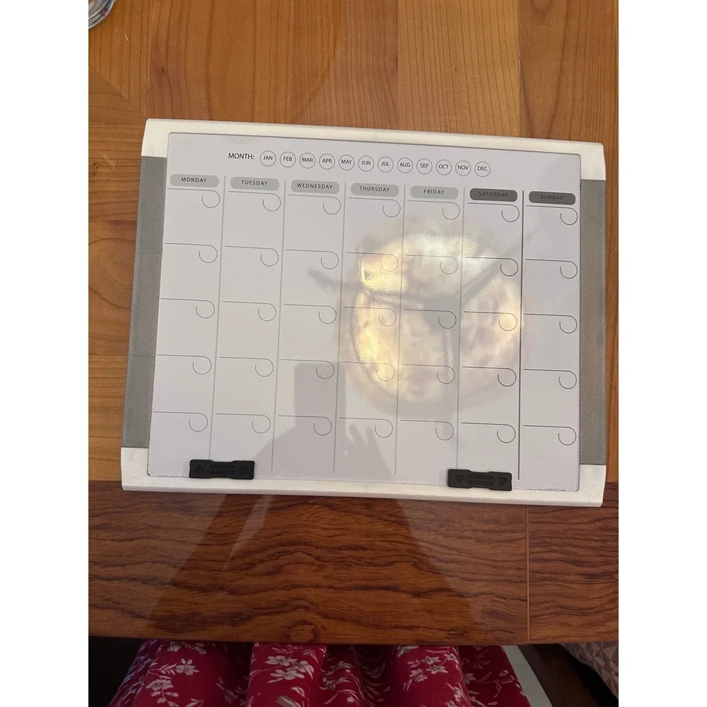 Magnetic Dry Erase Monthly Calendar Board White Grey Marble Frame 14x11 85459